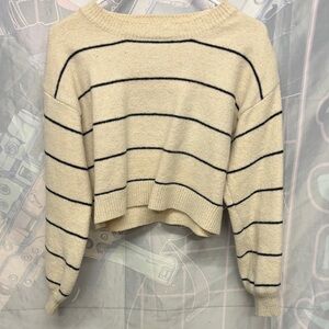 SHEIN Cream and Black Striped Sweater